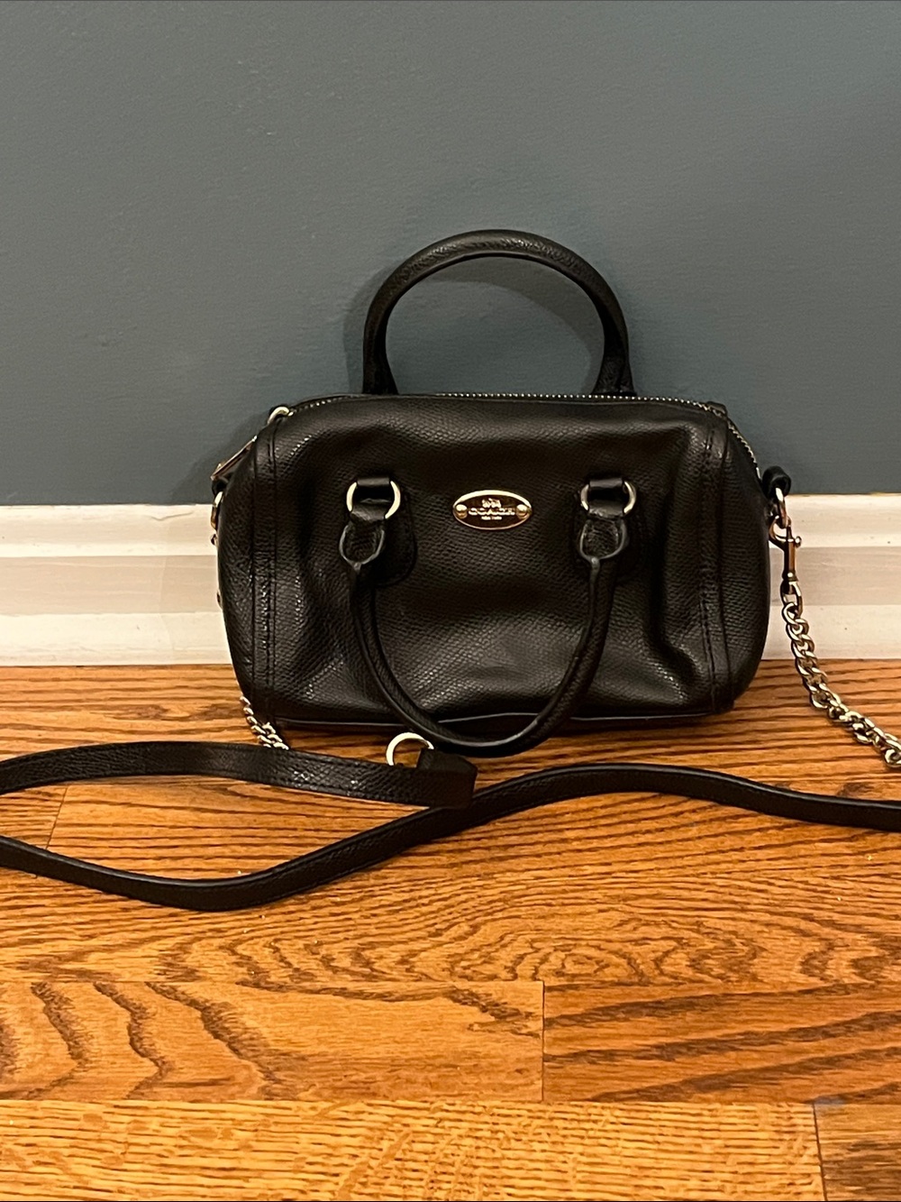 Coach Mini Baby Bennett Satchel (Model F34641) in Black Leather